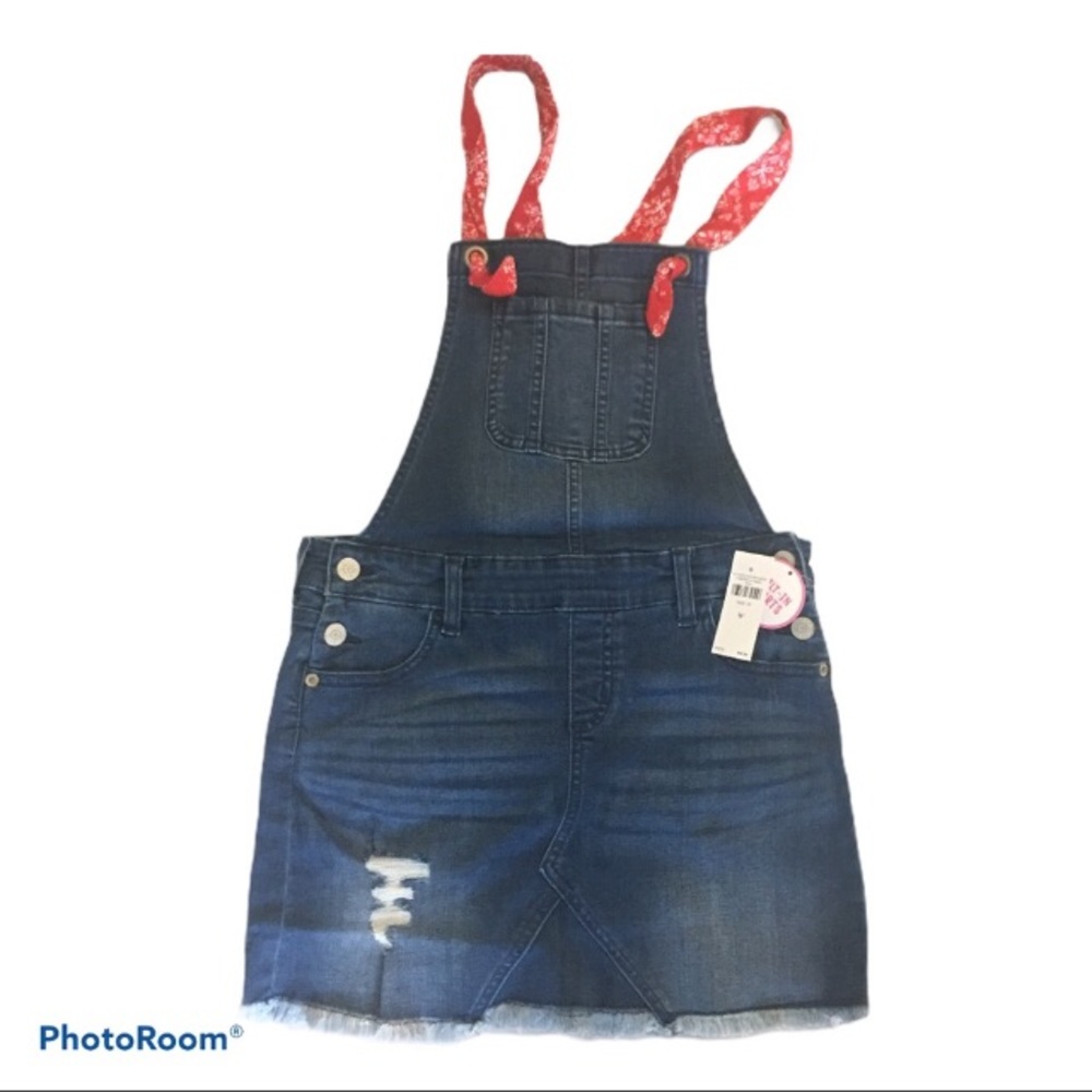Justice Denim Skirt overalls with bandana straps